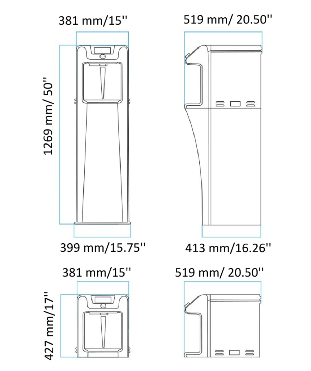 WL7 FW water dispenser dimensions